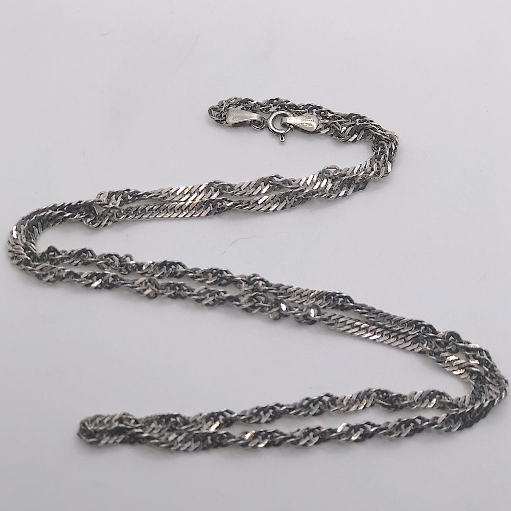 Vtg Sterling Silver Twisted Link Chain 24” / 4mm / 11g